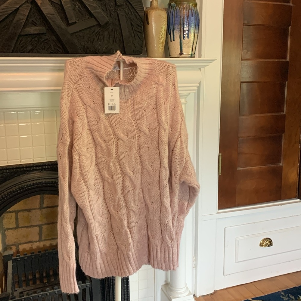 Crown & Ivy plus size cable knit sweater in blush‎ pink. NWT. Retail 79.50 - Picture 4 of 9